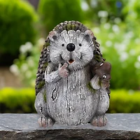 8.5" Hedgehog with Mushroom Outdoor Garden Statue
