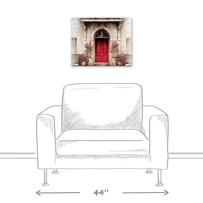 Red Door Tuscan Scene Canvas Wall Art