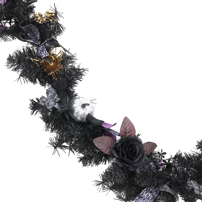6ft. Black & Purple Rose & Lace Bow Garland by Ashland®