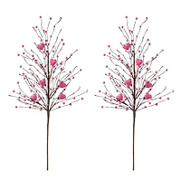 Glitzhome® 28" Valentine's Pink Berry & Heart Picks Set