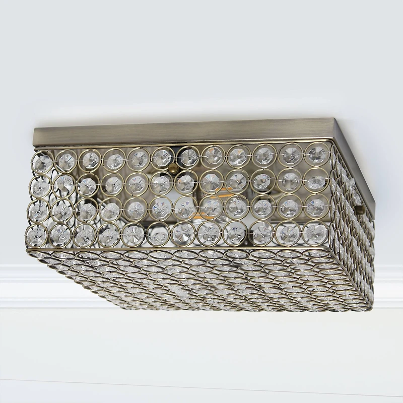 Lalia Home Classix 12" Antique Brass 2-Light Square Flush Mount