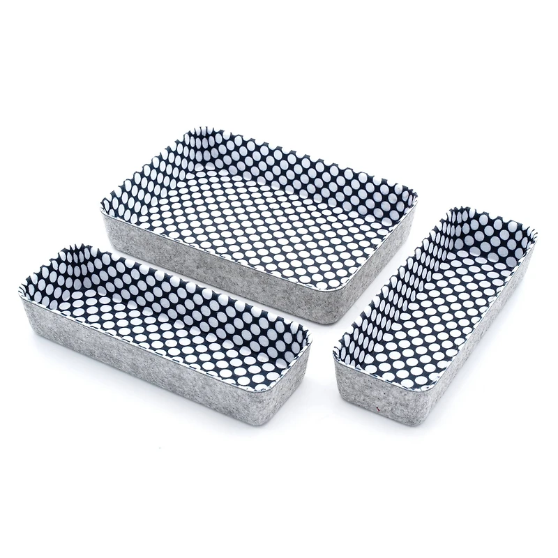 Welaxy Felt 3 Piece Polka Dot Drawer Organizer Set