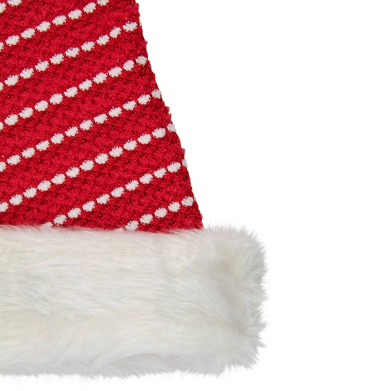 17" Red & White Striped Santa Hat with Pom Pom