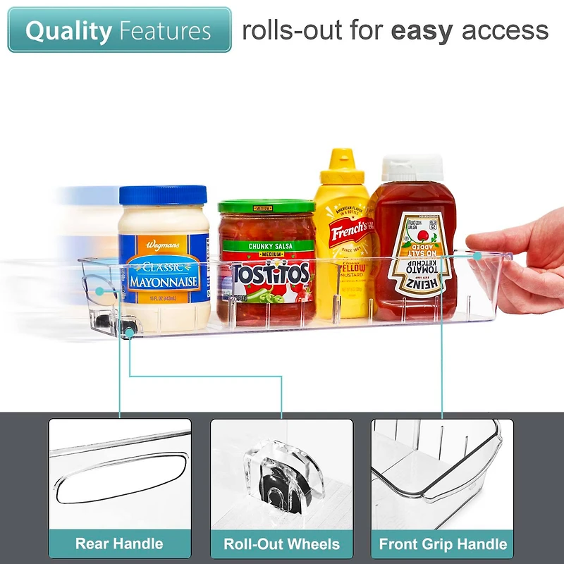 Sorbus Small Clear Organizing Bins on Wheels with Removable Dividers, 2ct.