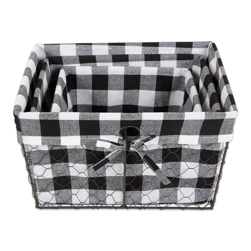 DII® Black & White Checkered Chicken Wire Basket Set