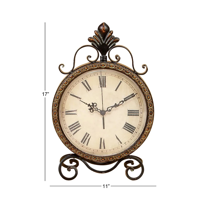 17" Brown Metal Rustic Clock