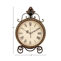 17" Brown Metal Rustic Clock