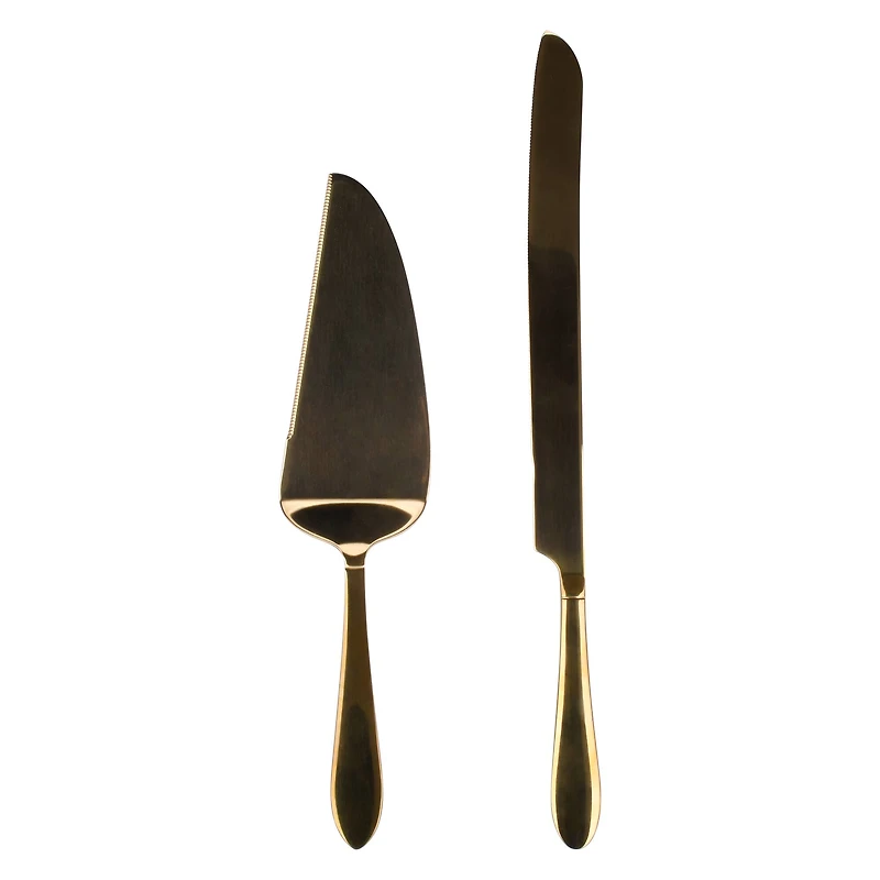 Gold-Finished Stainless Steel Cake Knife & Server Set by Celebrate It™