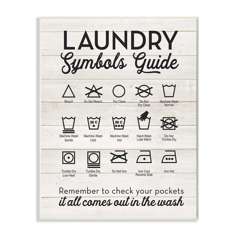 Stupell Industries Laundry Symbols Guide Wooden Wall Plaque