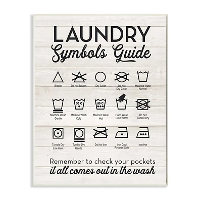 Stupell Industries Laundry Symbols Guide Wooden Wall Plaque