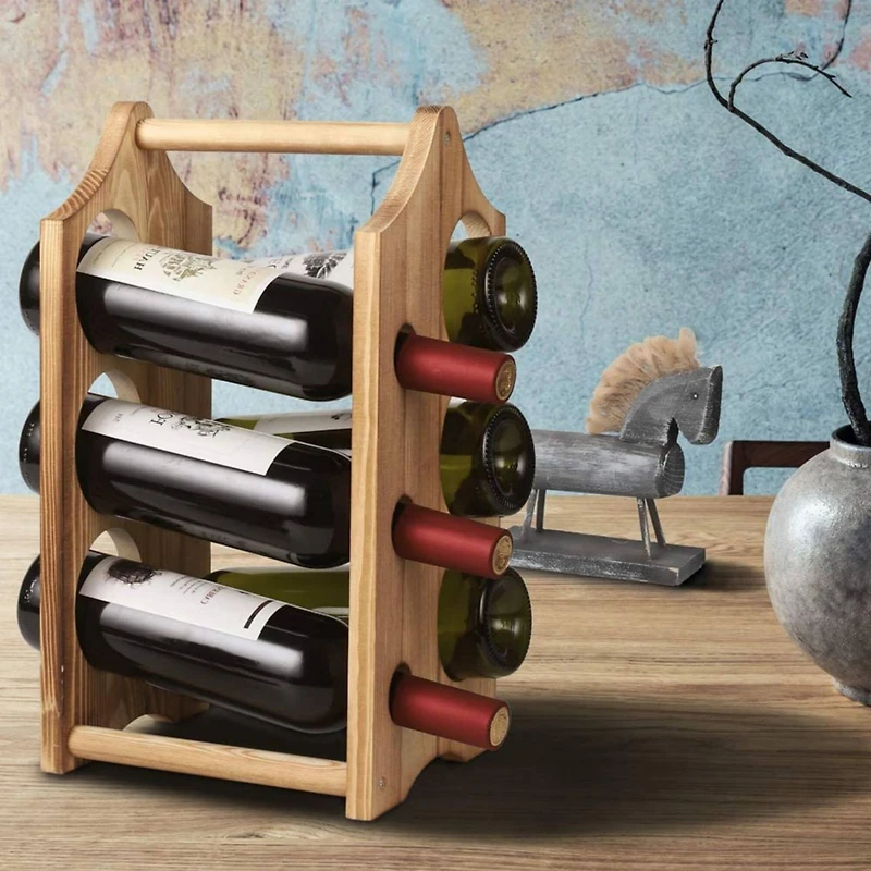 NEX™ 16" Rustic Countertop 6-Bottle Wood Wine Rack