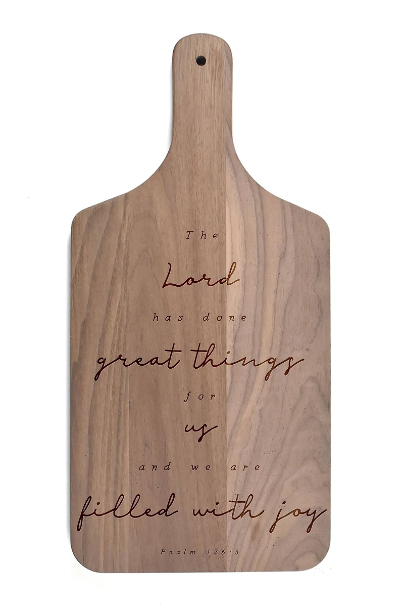 Filled with Joy 8" x 17" Walnut Paddle Cutting Board