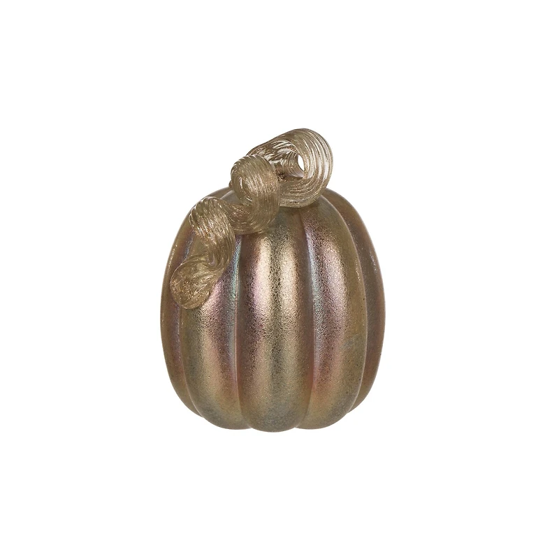 Glitzhome® 5" Blue & Gold Glittery Glass Pumpkin, 2ct.