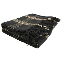Hello Honey® Plaid Black & Tan Fringed Throw