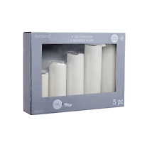 White 5 Piece LED Wax Pillar Candle Set by Ashland®