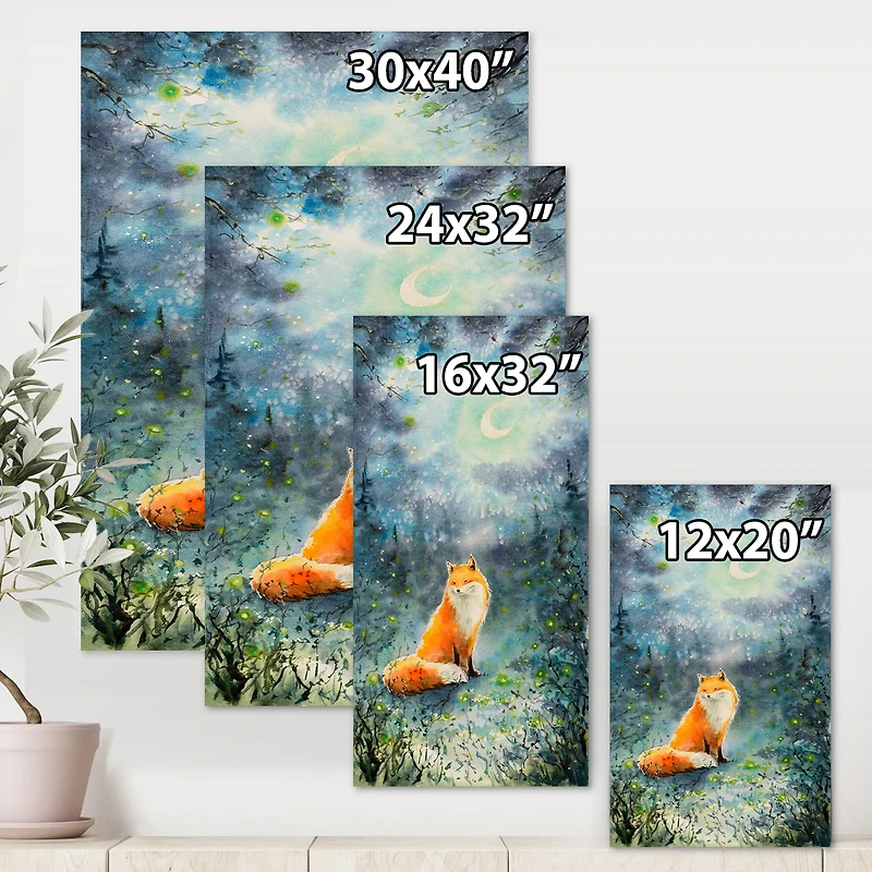 Designart - Fox Over A Night Sky