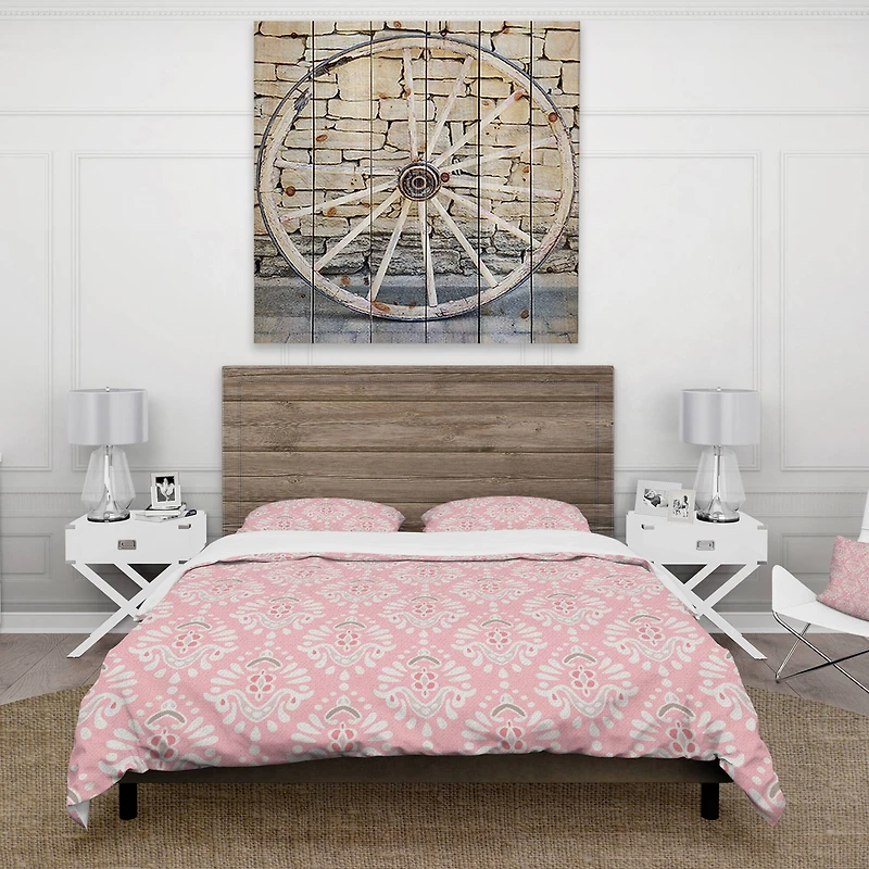 Designart 'Cute Pink Tiled Pattern' Rustic Bedding Set