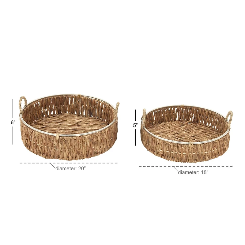 Brown Sea Grass Coastal Style Tray Set