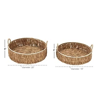 Brown Sea Grass Coastal Style Tray Set