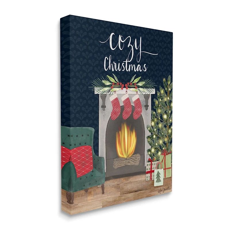 Stupell Industries Cozy Christmas Fireplace Mantel Canvas Wall Art
