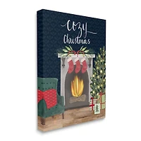 Stupell Industries Cozy Christmas Fireplace Mantel Canvas Wall Art