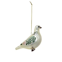 Hello Honey® 4" White & Green Glass Dove Ornament