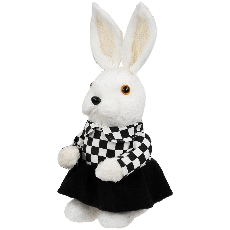 10" Girl Easter Rabbit Figurine in Checkered Dress