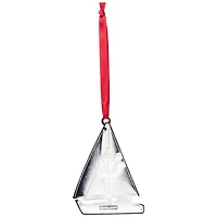 Sailboat with Holly Life Preserver Christmas Ornament - 3.25"