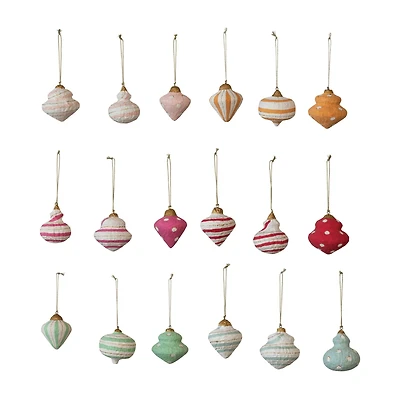 Hello Honey® 3.5" Handmade Paper Mache Ornament Set with Metallic Gold Details
