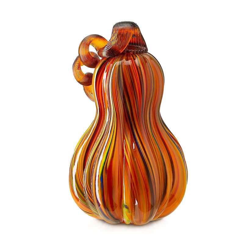 Glitzhome® 8.5" Multi Striped Glass Gourd