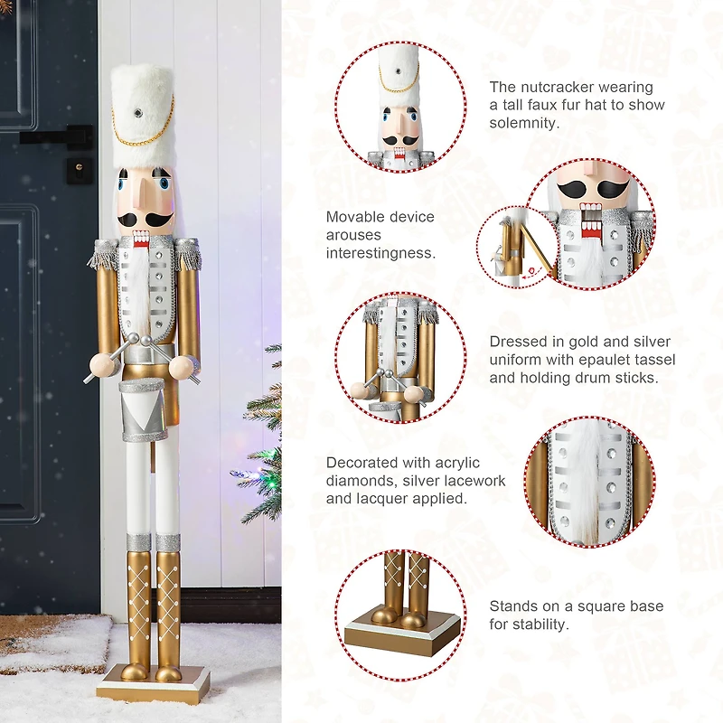 Glitzhome® 42" Gold & White Christmas Nutcracker