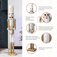 Glitzhome® 42" Gold & White Christmas Nutcracker 