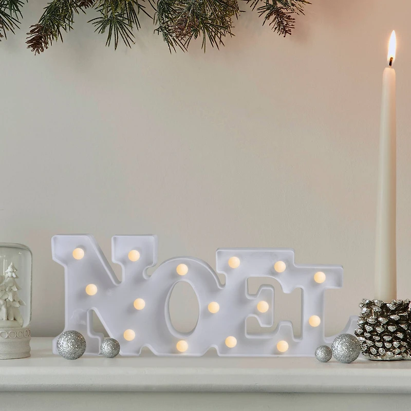 17" White Noel LED Christmas Marquee Wall Sign