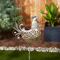 35.5" Gold Rooster Garden Stake