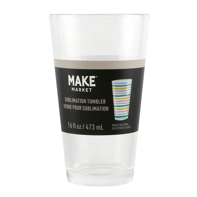16oz. Clear Glass Sublimation Tumbler by Make Market®