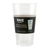 16oz. Clear Glass Sublimation Tumbler by Make Market®