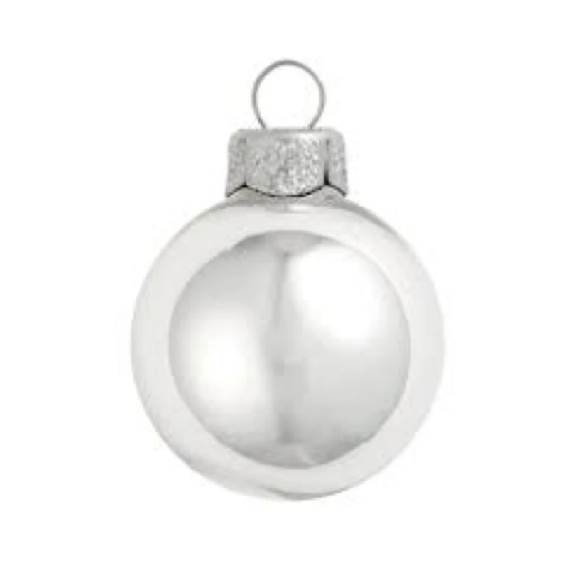 72ct. 4" Silver Shiny and Matte Christmas Glass Ball Ornaments