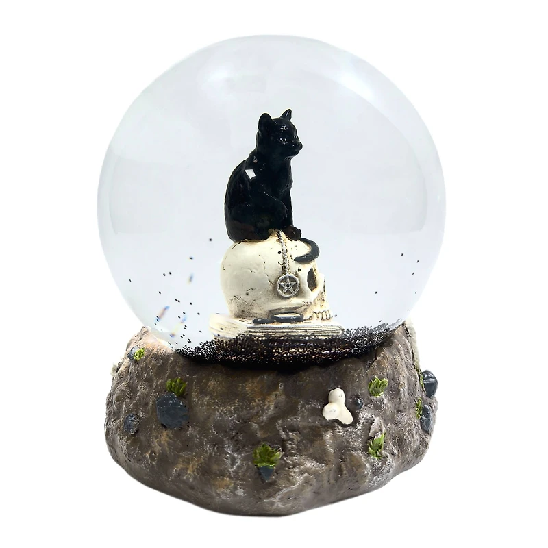 5.5" Black Cat on Skull Water Globe by Ashland®