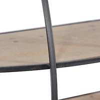 36" Light Brown Iron Round Wall Shelf Unit 