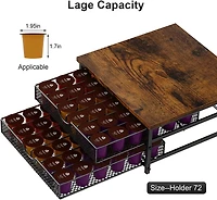 Black 2-Tier 72 Pods Drawer Coffee Organizer for K Cup
