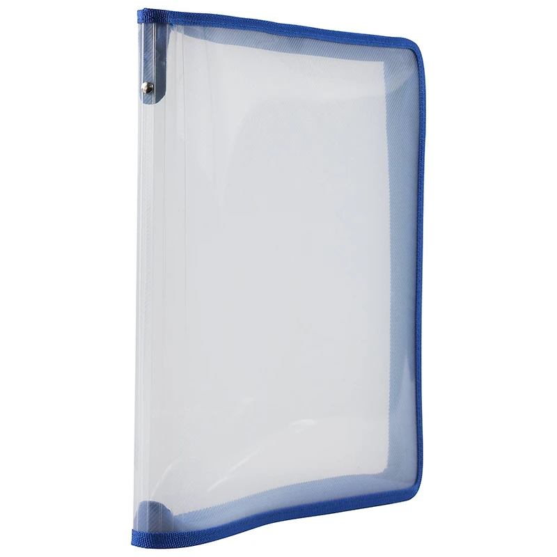 JAM Paper Blue Plastic Portfolio with Zip Closure