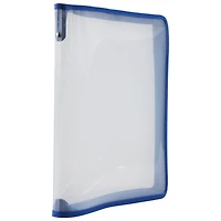 JAM Paper Blue Plastic Portfolio with Zip Closure