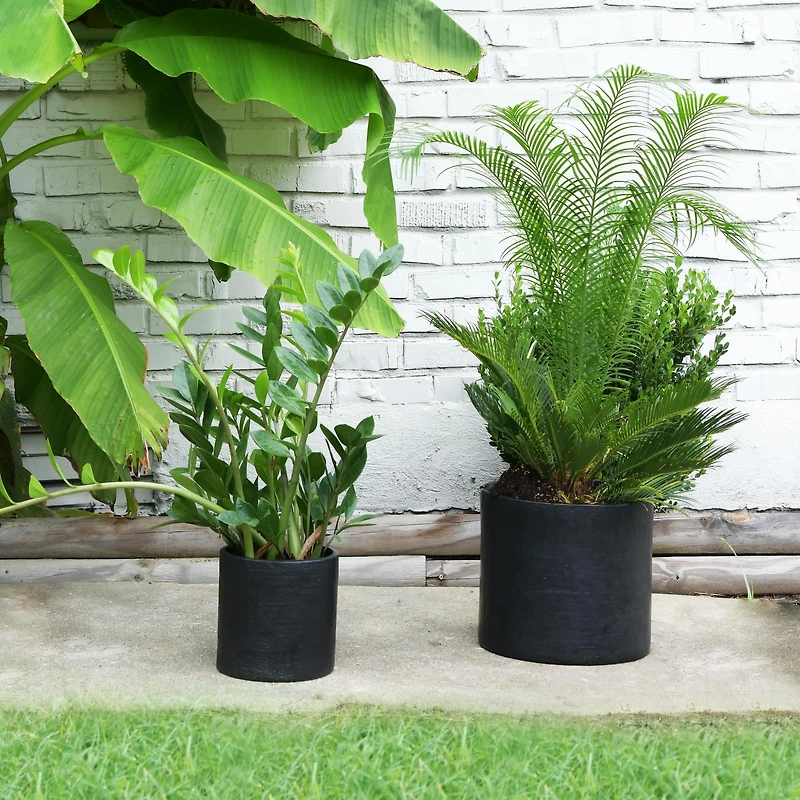 Hello Honey® Stoneware Planters with Embossed Cross Hatch Texture Set