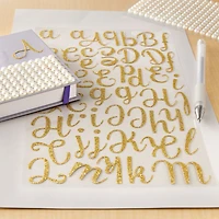 12 Pack: Gold Glitter Script Alphabet Stickers by Recollections™