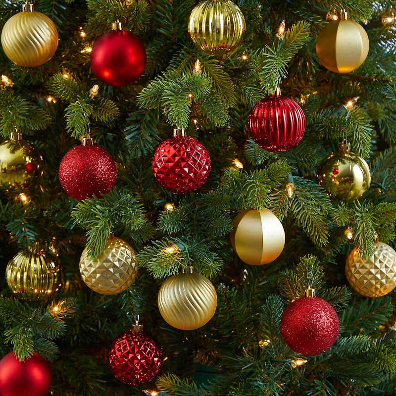 101ct. 2" Red & Gold Shatterproof Ball Ornaments