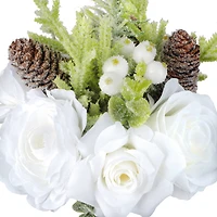 12" White Rose & Pinecone Bouquet by Ashland®