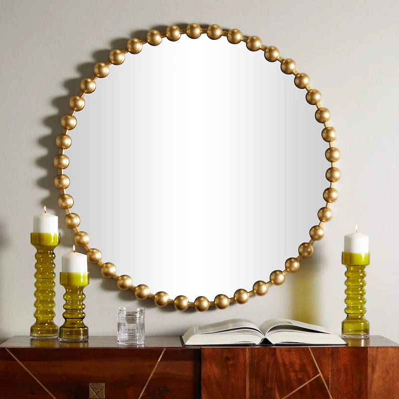 CosmoLiving by Cosmopolitan Gold Metal Orb Framed Wall Mirror 36" x 2" x 36"