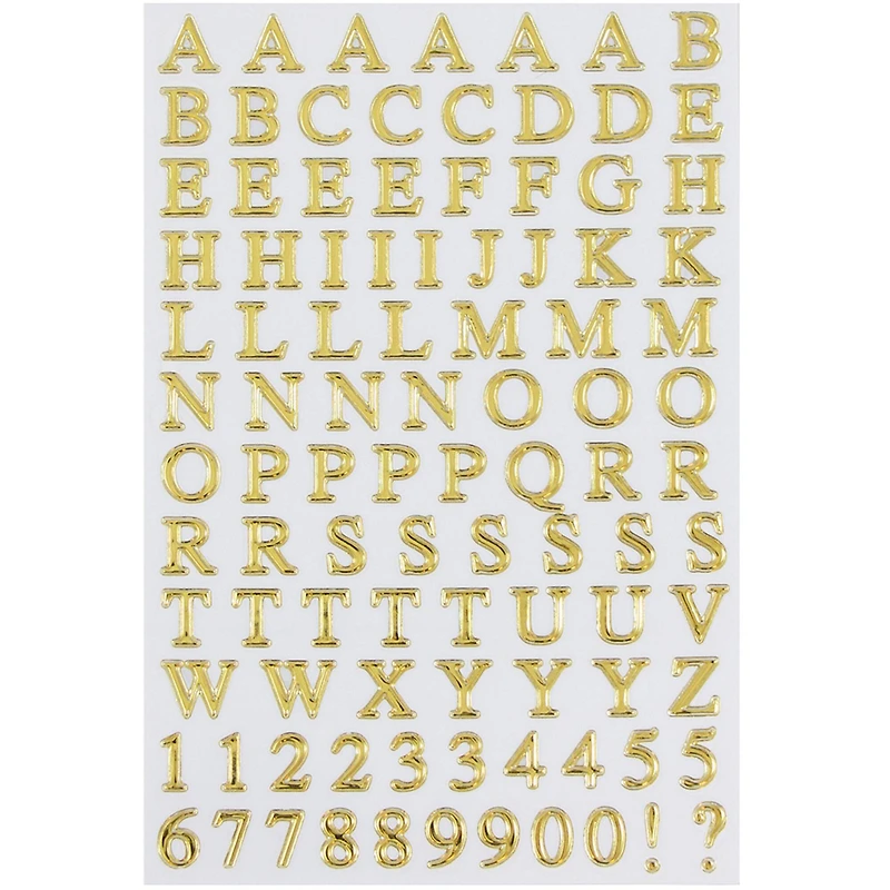 JAM Paper Gold Upper & Lower Case Alphabet Letter Stickers