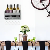 Rustic Gray Wall-Mounted Wood Wine Rack