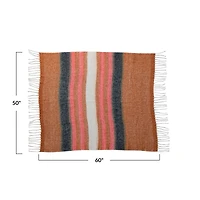 Hello Honey® Brown & Pink Striped Acrylic & Wool Throw Blanket
